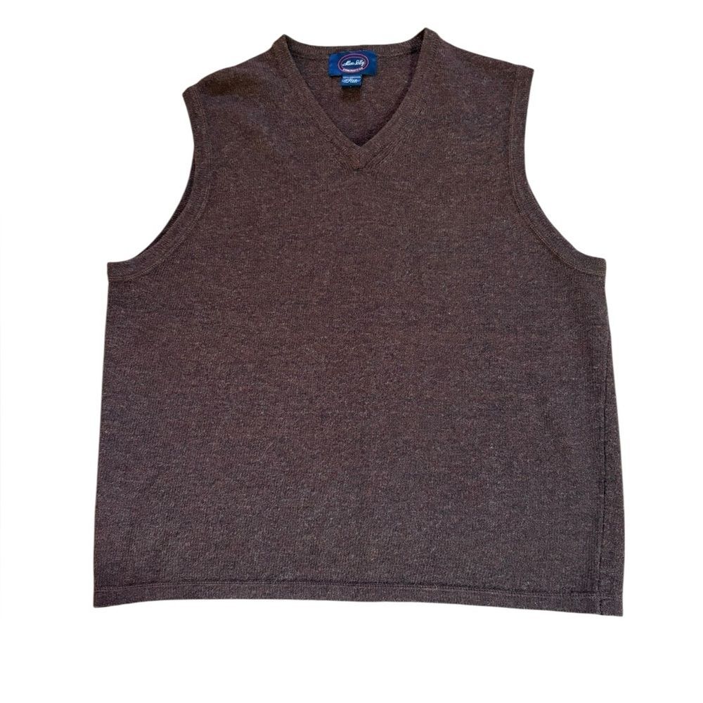 Allen Solly Vintage Sweater Vest 100% Lambswool Mens Size XL Brown